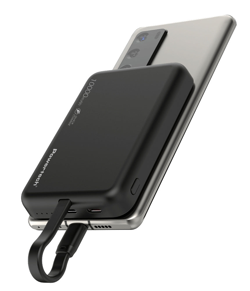 POWERTECH power bank PT-1376 με καλώδιο, 10000mah, magnetic wireless, 20W, μαύρο