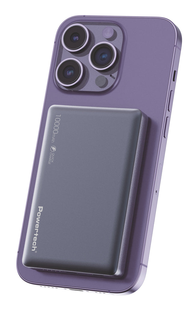 POWERTECH power bank PT-1377, 10000mah, magnetic wireless, 20W, γκρι