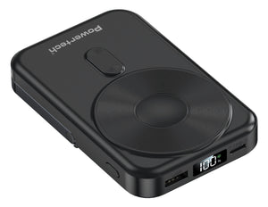 POWERTECH power bank με οθόνη PT-1416, 10000mah, magnetic wireless, 22.5W, μαύρο
