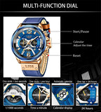 Ρολόι με Μεταλλικό Μπρασελέ LIGE 8917 Gold Blue