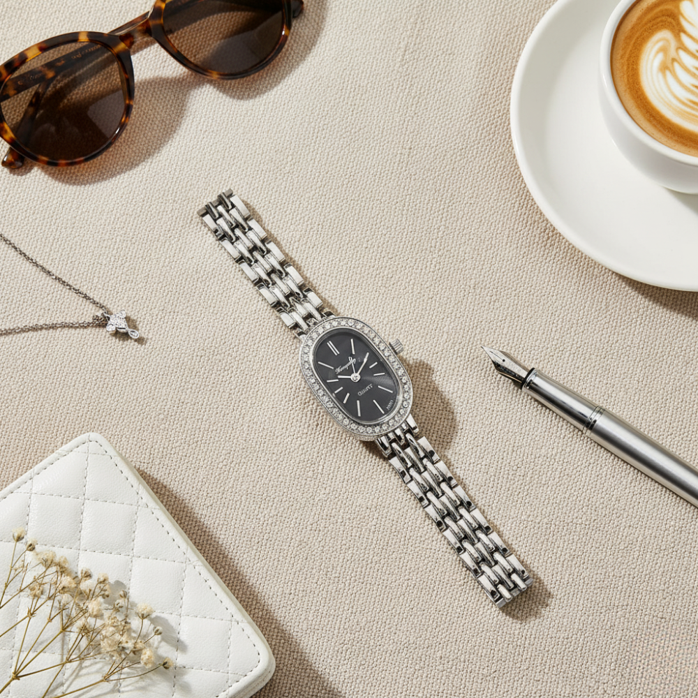 Vintage Γυναικείο Ρολόι Dama Silver Black με Ασημί Μεταλλικό Μπρασελέ