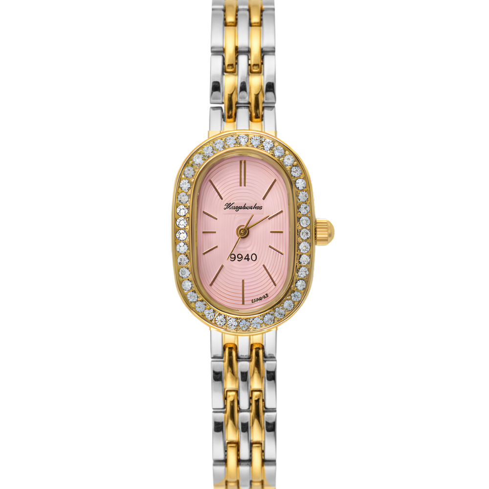 Vintage Γυναικείο Ρολόι Dama Gold Pink με Χρυσό Μεταλλικό Μπρασελέ