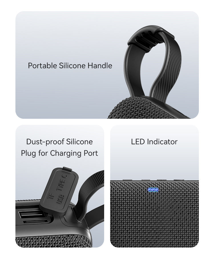 USAMS φορητό ηχείο YX015, 5W, Bluetooth, 1200mAh, μαύρο