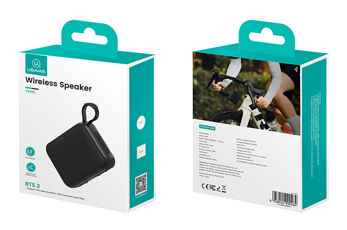 USAMS φορητό ηχείο YX015, 5W, Bluetooth, 1200mAh, μαύρο