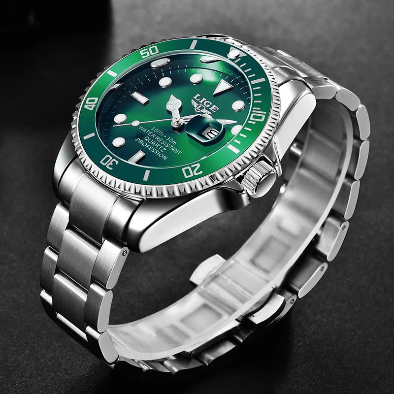 Ρολόι με Μεταλλικό Μπρασελέ LIGE 10045 Silver Green