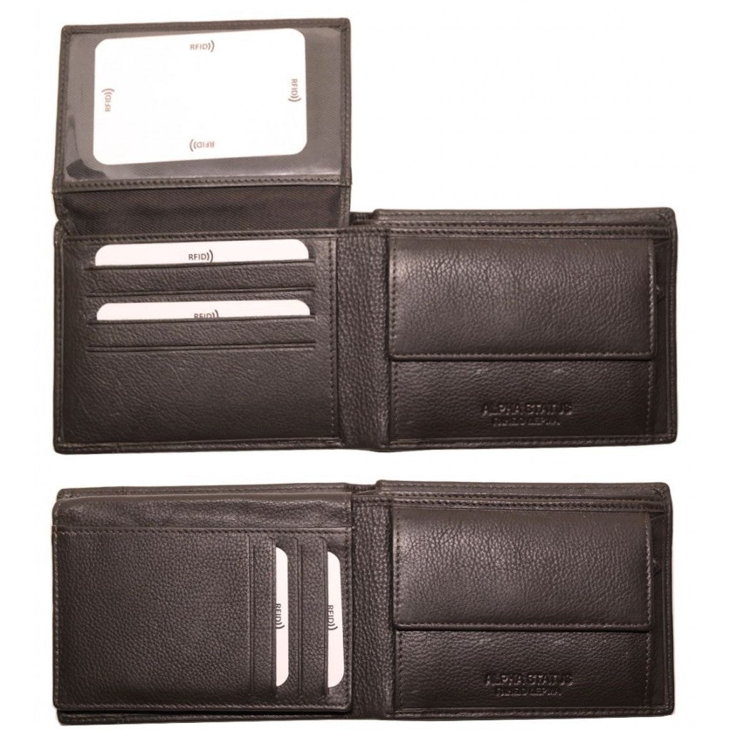 Δερμάτινο Πορτοφόλι ALPHA STATUS 10101-F RFID COCCOA BROWN