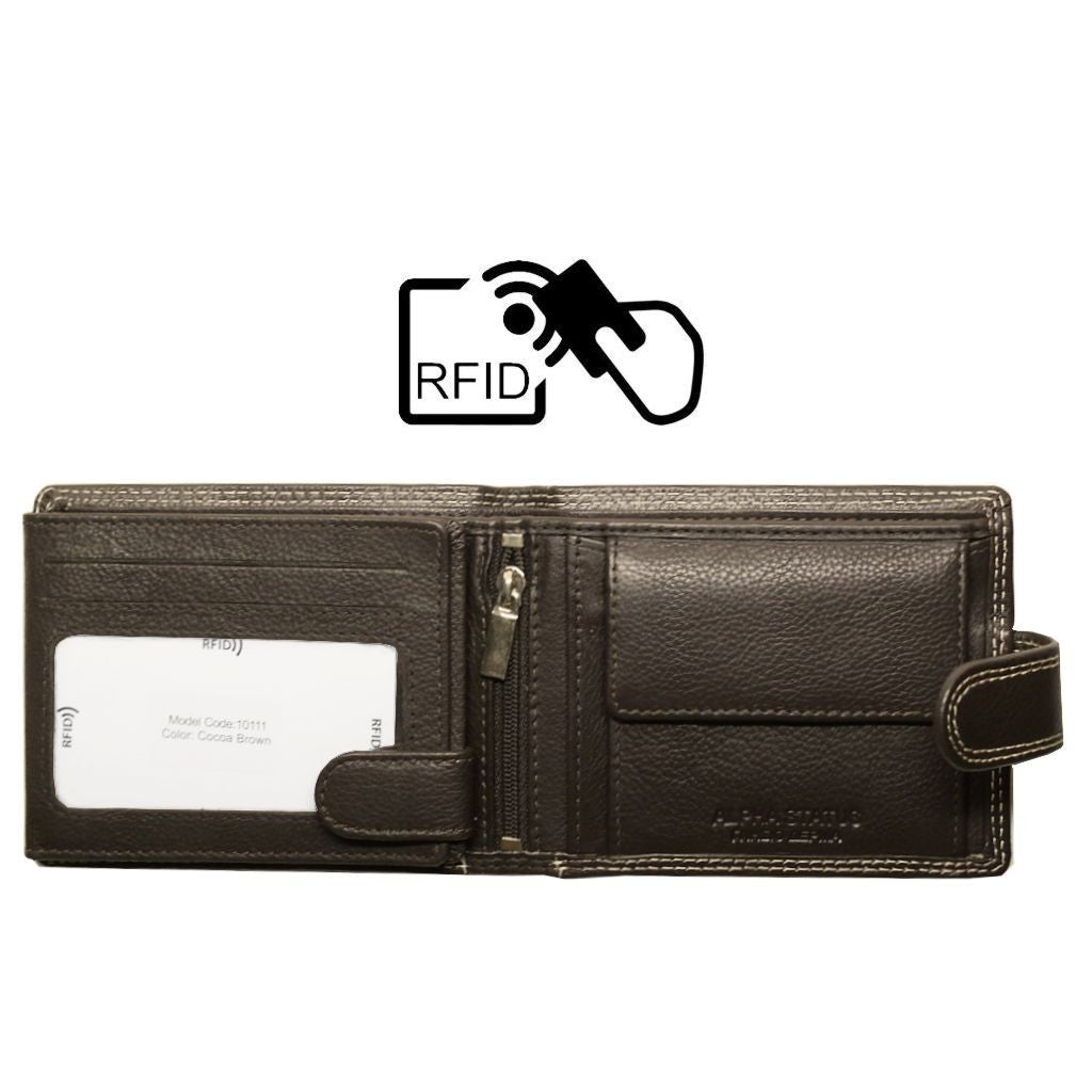 Δερμάτινο Πορτοφόλι ALPHA STATUS 10111-0 RFID COCCOA BROWN