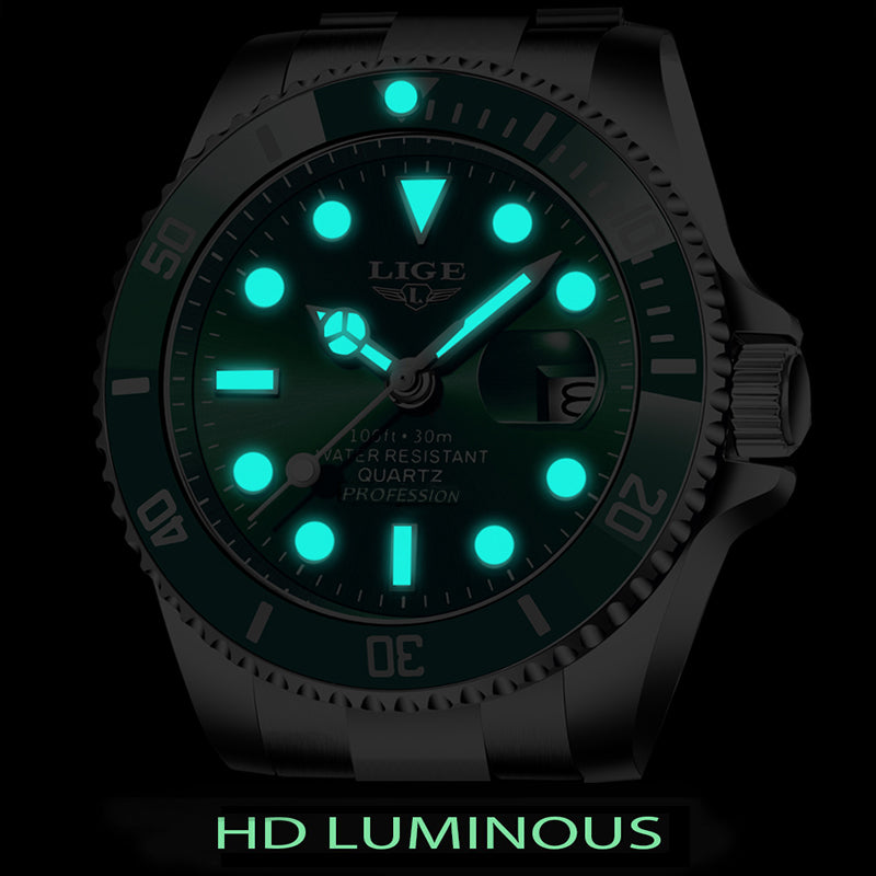 Ρολόι με Μεταλλικό Μπρασελέ LIGE 10045 Silver Green