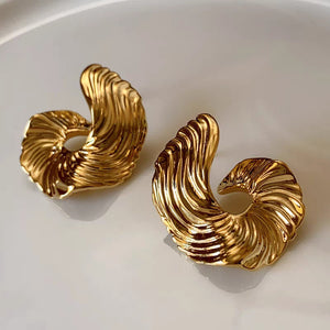 Σκουλαρίκια LM1024 Σχήμα Ανάγλυφα Χρυσά Gold