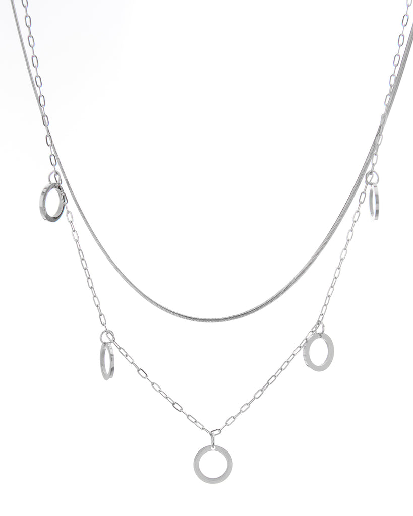 Διπλή αλυσίδα λαιμού HS4607-6 - Ασημί