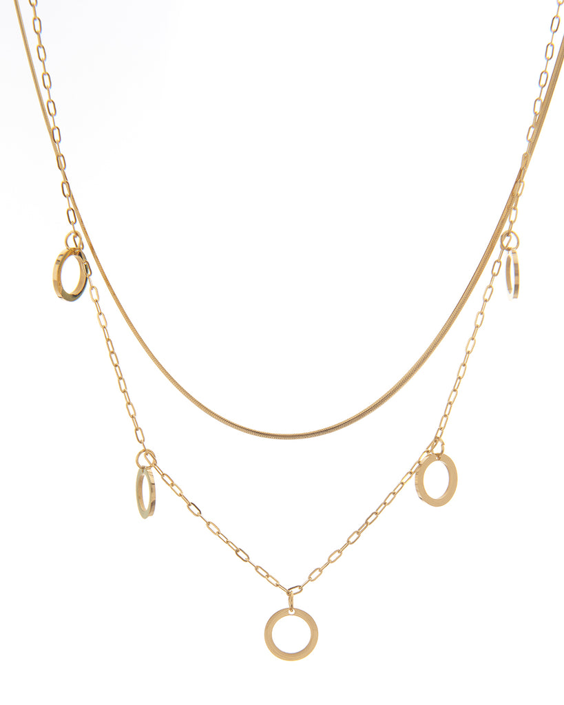 Διπλή αλυσίδα λαιμού HS4607-6 - Χρυσό