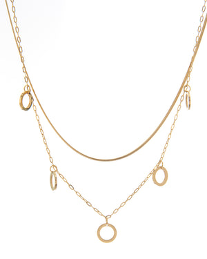 Διπλή αλυσίδα λαιμού HS4607-6 - Χρυσό