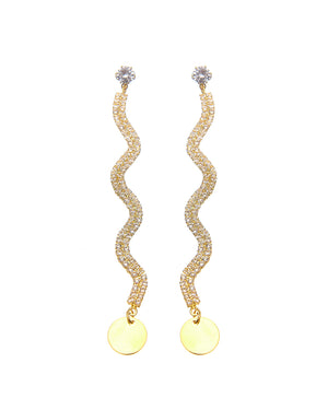 Κρεμαστά σκουλαρίκια με πέτρες lyod 2-3-1 - Χρυσό