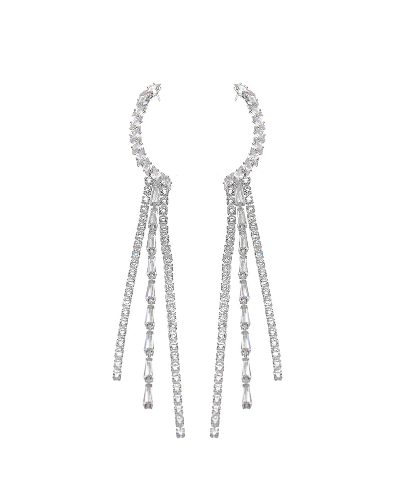 Κρεμαστά σκουλαρίκια με πέτρες lyod 3-1-1 - Ασημί