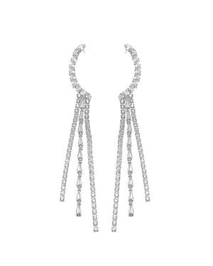 Κρεμαστά σκουλαρίκια με πέτρες lyod 3-1-1 - Ασημί