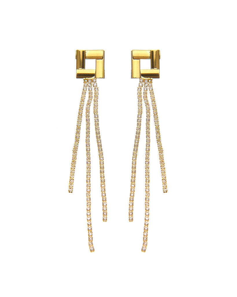 Κρεμαστά σκουλαρίκια με πέτρες lyod 3-5-3 - Χρυσό