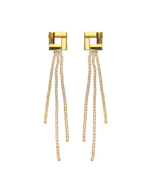 Κρεμαστά σκουλαρίκια με πέτρες lyod 3-5-3 - Χρυσό