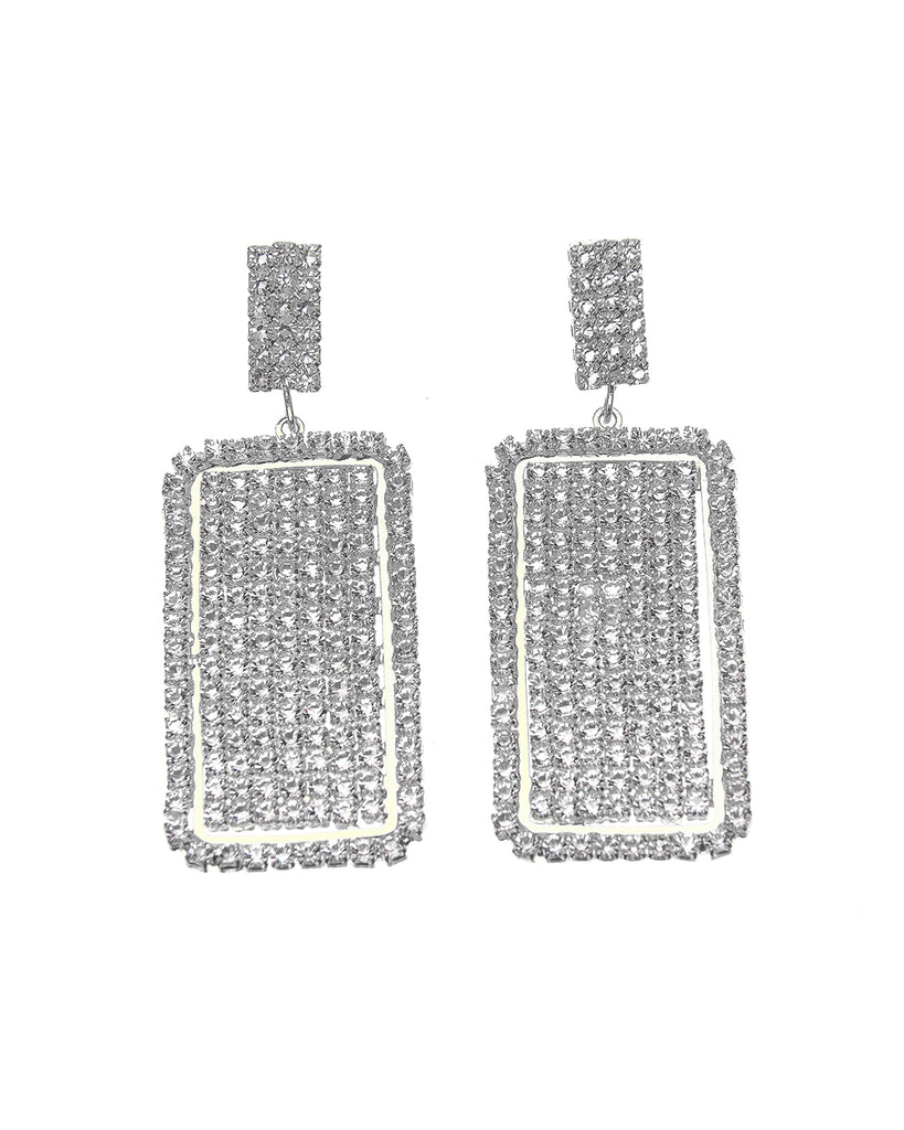 Κρεμαστά σκουλαρίκια με πέτρες lyod 4-13-1 - Ασημί