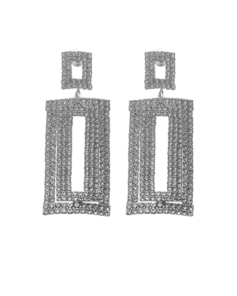 Κρεμαστά σκουλαρίκια με πέτρες lyod 4-15-4 - Ασημί