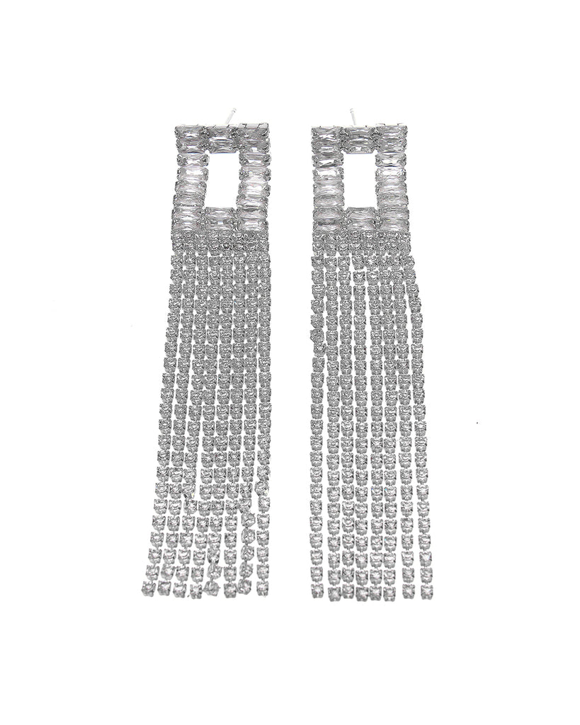 Κρεμαστά σκουλαρίκια με πέτρες lyod 4-4 - Ασημί