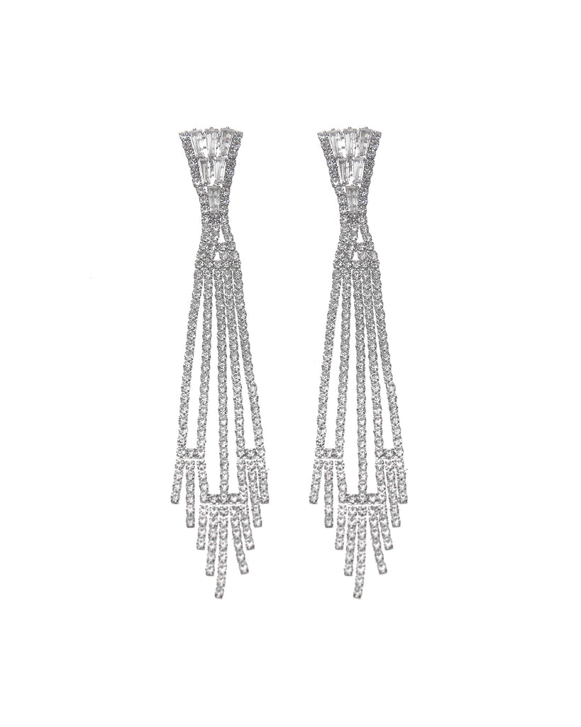 Κρεμαστά σκουλαρίκια με πέτρες lyod 4-9-1 - Ασημί