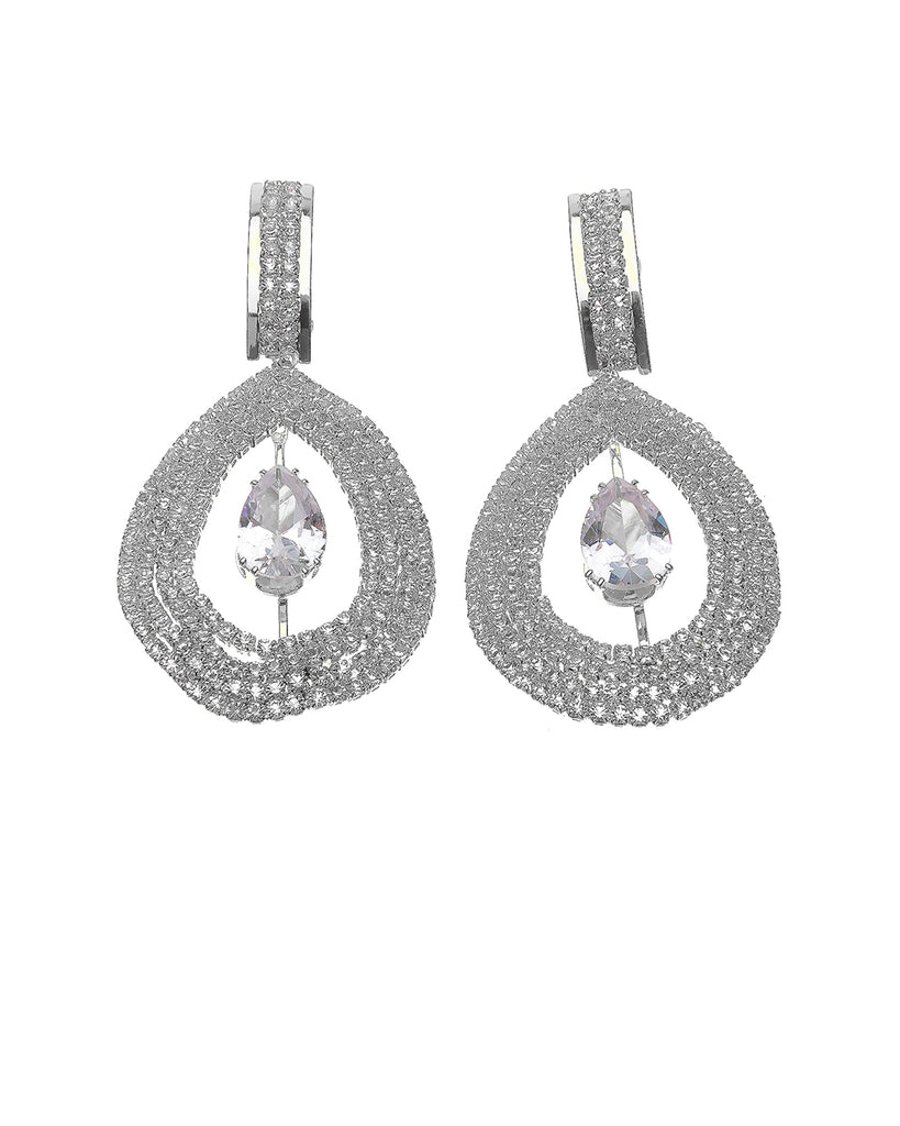 Κρεμαστά σκουλαρίκια με πέτρες lyod 6-1 - Ασημί