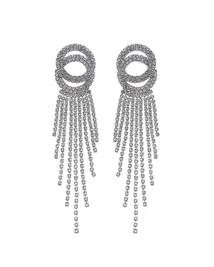 Κρεμαστά σκουλαρίκια με πέτρες lyod 6-12 - Ασημί