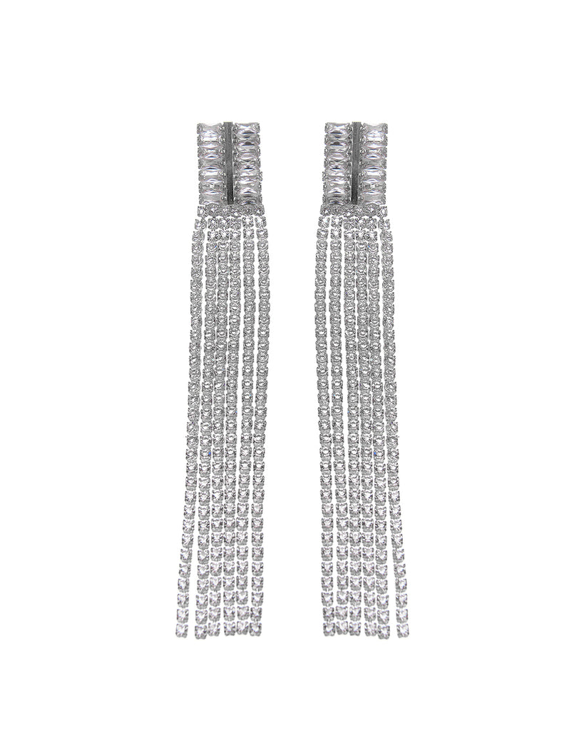 Κρεμαστά σκουλαρίκια με πέτρες lyod 6-13-1 - Ασημί