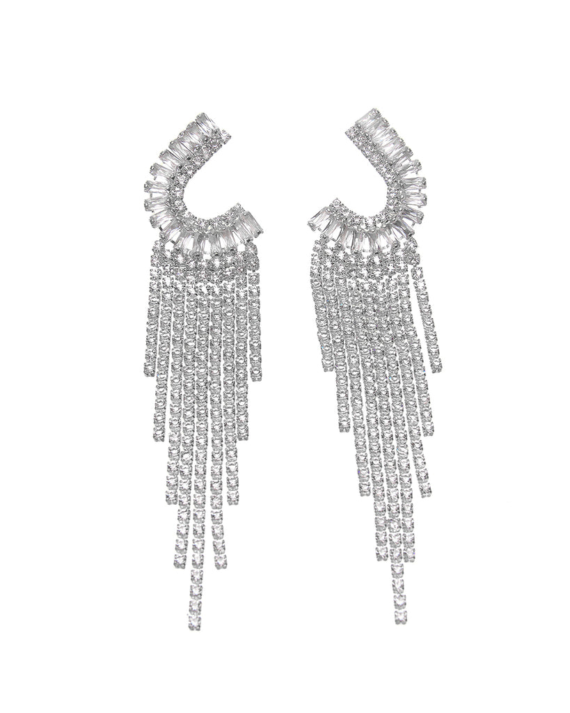 Κρεμαστά σκουλαρίκια με πέτρες lyod 6-16 - Ασημί