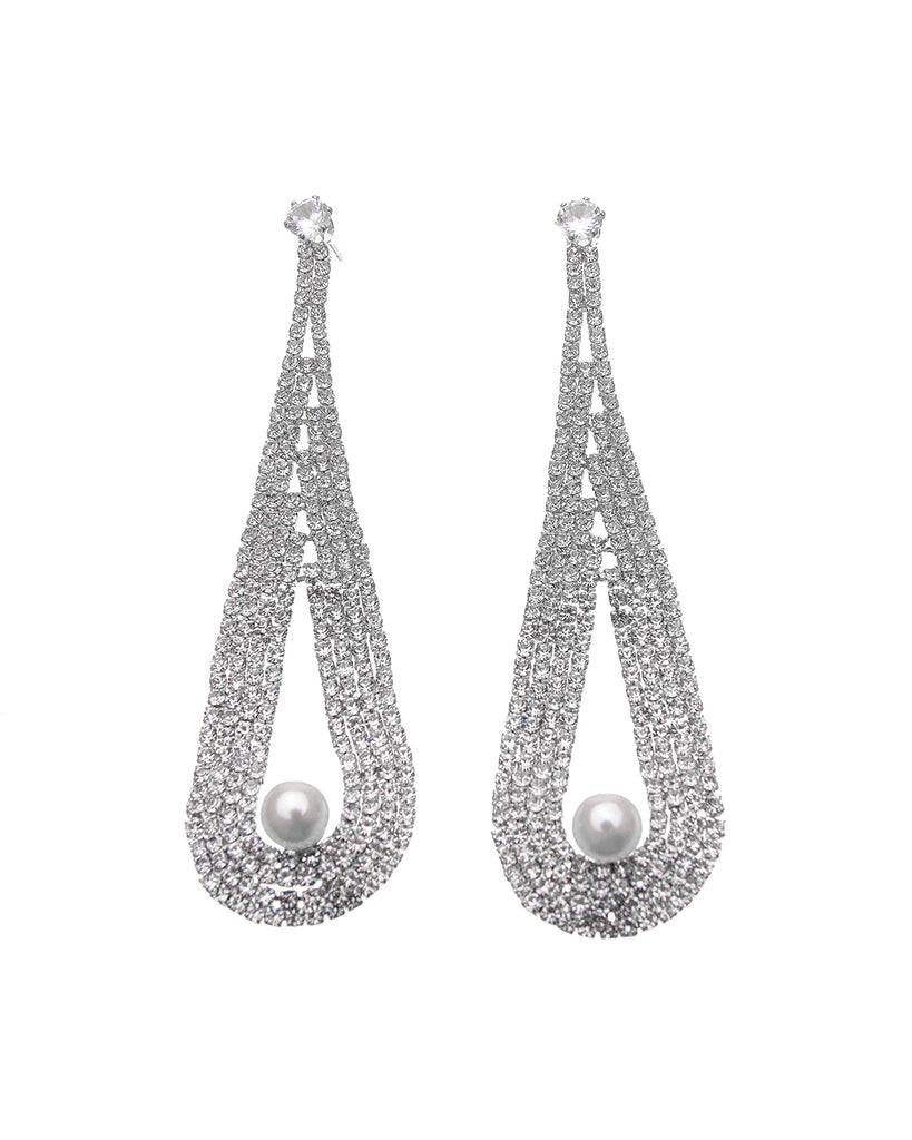 Κρεμαστά σκουλαρίκια με πέτρες lyod 6-18-1 - Ασημί