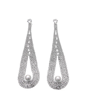 Κρεμαστά σκουλαρίκια με πέτρες lyod 6-18-1 - Ασημί