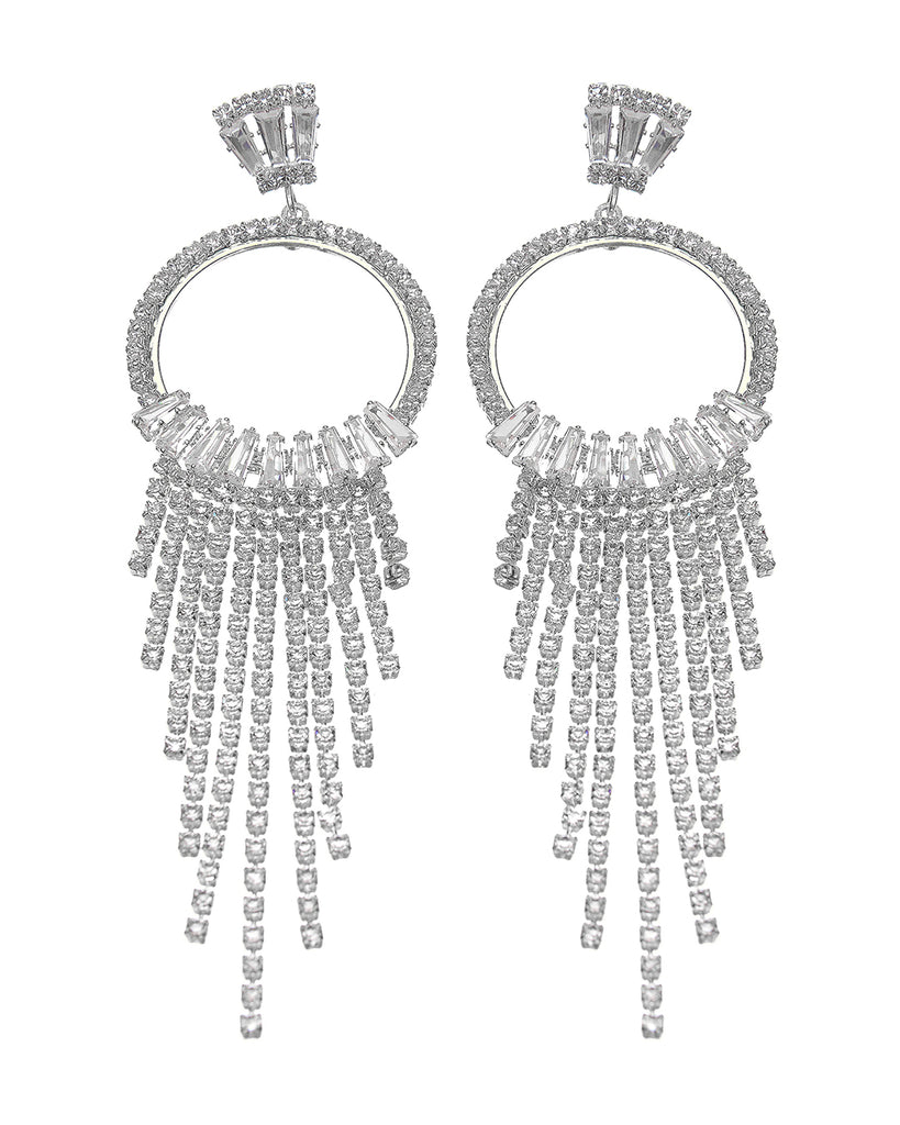 Κρεμαστά σκουλαρίκια με πέτρες lyod 7-11-1 - Ασημί