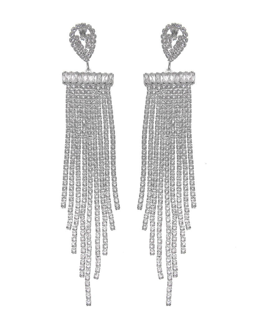 Κρεμαστά σκουλαρίκια με πέτρες lyod 7-12-1 - Ασημί