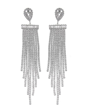 Κρεμαστά σκουλαρίκια με πέτρες lyod 7-12-1 - Ασημί