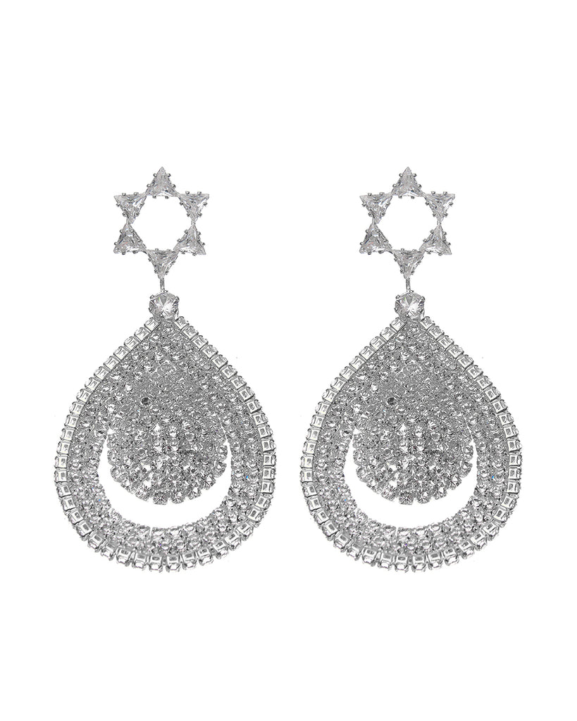 Κρεμαστά σκουλαρίκια με πέτρες lyod 7-6 - Ασημί