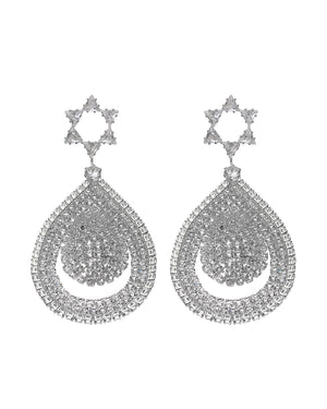 Κρεμαστά σκουλαρίκια με πέτρες lyod 7-6 - Ασημί