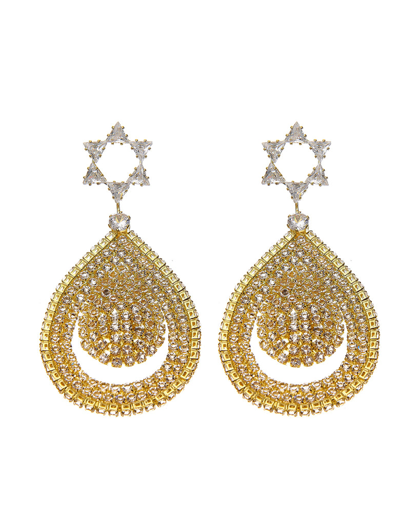 Κρεμαστά σκουλαρίκια με πέτρες lyod 7-6 - Χρυσό