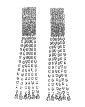 Κρεμαστά σκουλαρίκια με πέτρες lyod 8-6 - Ασημί