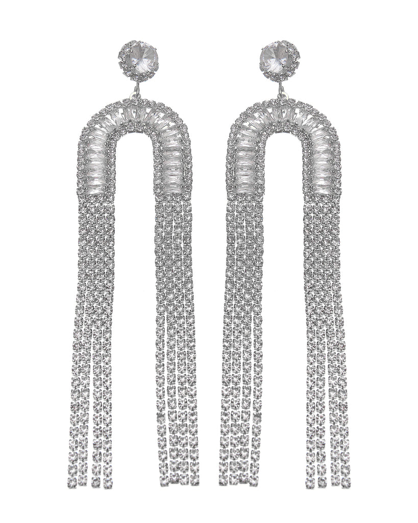 Κρεμαστά σκουλαρίκια με πέτρες lyod- 8-8-1 - Ασημί