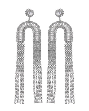 Κρεμαστά σκουλαρίκια με πέτρες lyod- 8-8-1 - Ασημί