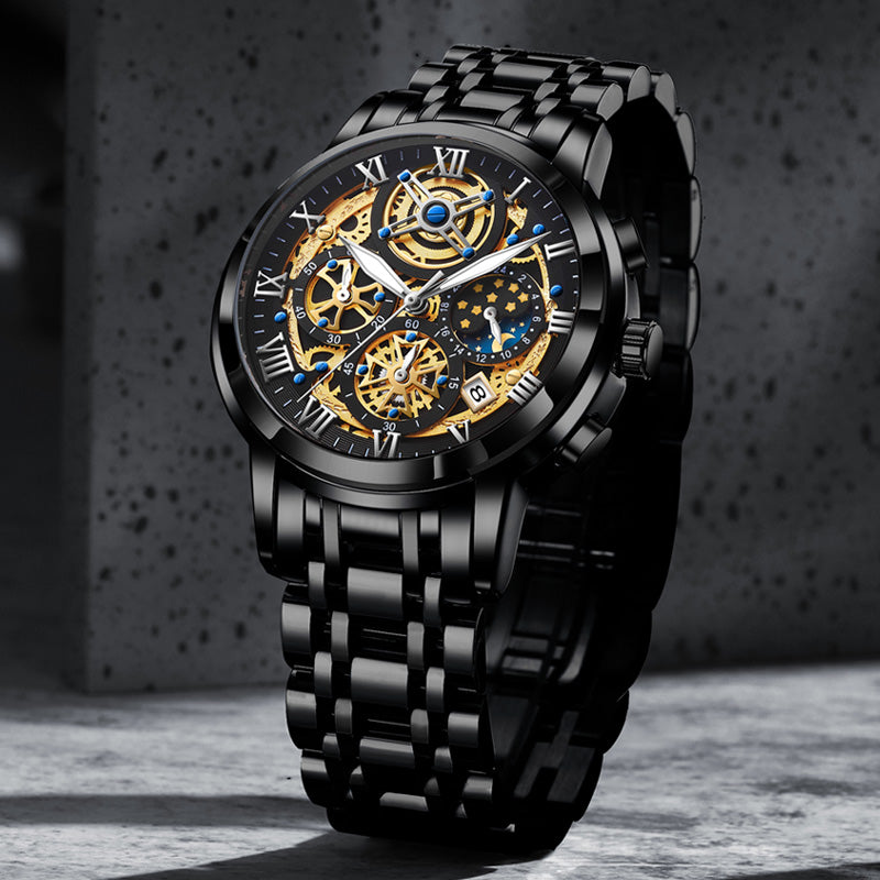 Ρολόι με Μεταλλικό Μπρασελέ LIGE 8973 Black