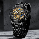 Ρολόι με Μεταλλικό Μπρασελέ LIGE 8973 Black