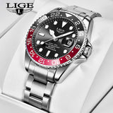 Ρολόι με Μεταλλικό Μπρασελέ LIGE 10045 Silver Red