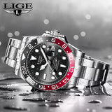 Ρολόι με Μεταλλικό Μπρασελέ LIGE 10045 Silver Red