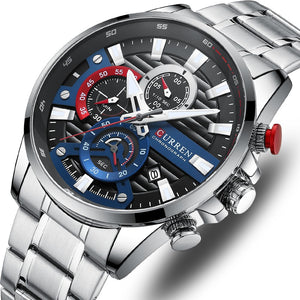 Curren 8415 Silver Black Ρολόι με Μαύρο Καντράν και Ασημένιο Μπρασελέ