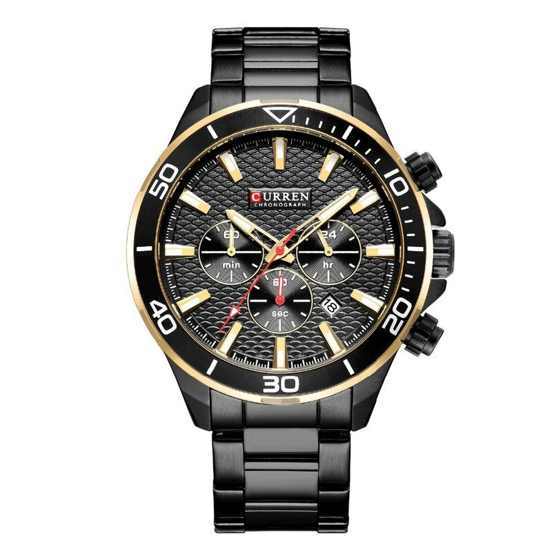 Curren 8309 Ανδρικό Ρολόι με Μπρασελέ και Μαύρο Καντράν