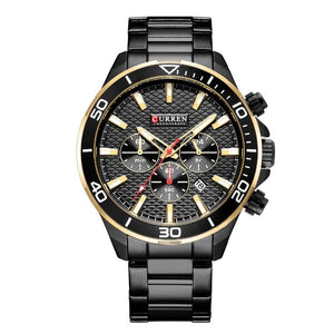Curren 8309 Ανδρικό Ρολόι με Μπρασελέ και Μαύρο Καντράν