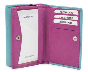 Γυναικείο Δερμάτινο Πορτοφόλι AN 7-832 Turqoise- Pink