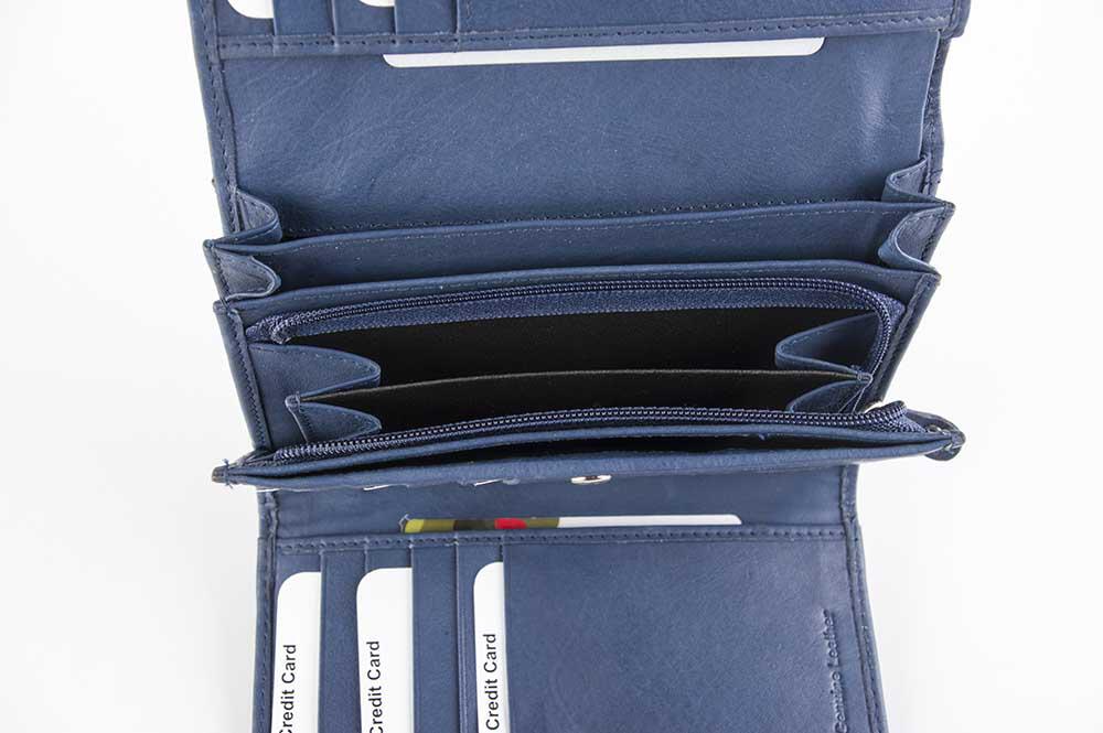 Δερμάτινο Γυναικείο Πορτοφόλι AN 1-795 Μπλε