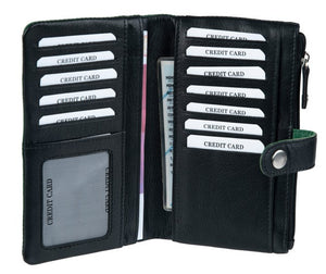 Γυναικείο Δερμάτινο Πορτοφόλι GN 3-3771 Black- Green